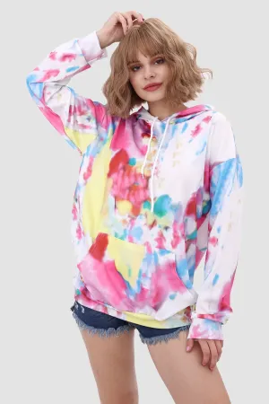 Tie Dye Pullover Drawstring Hoodie