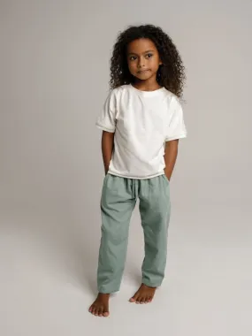 Unisex children organic pants in Mint