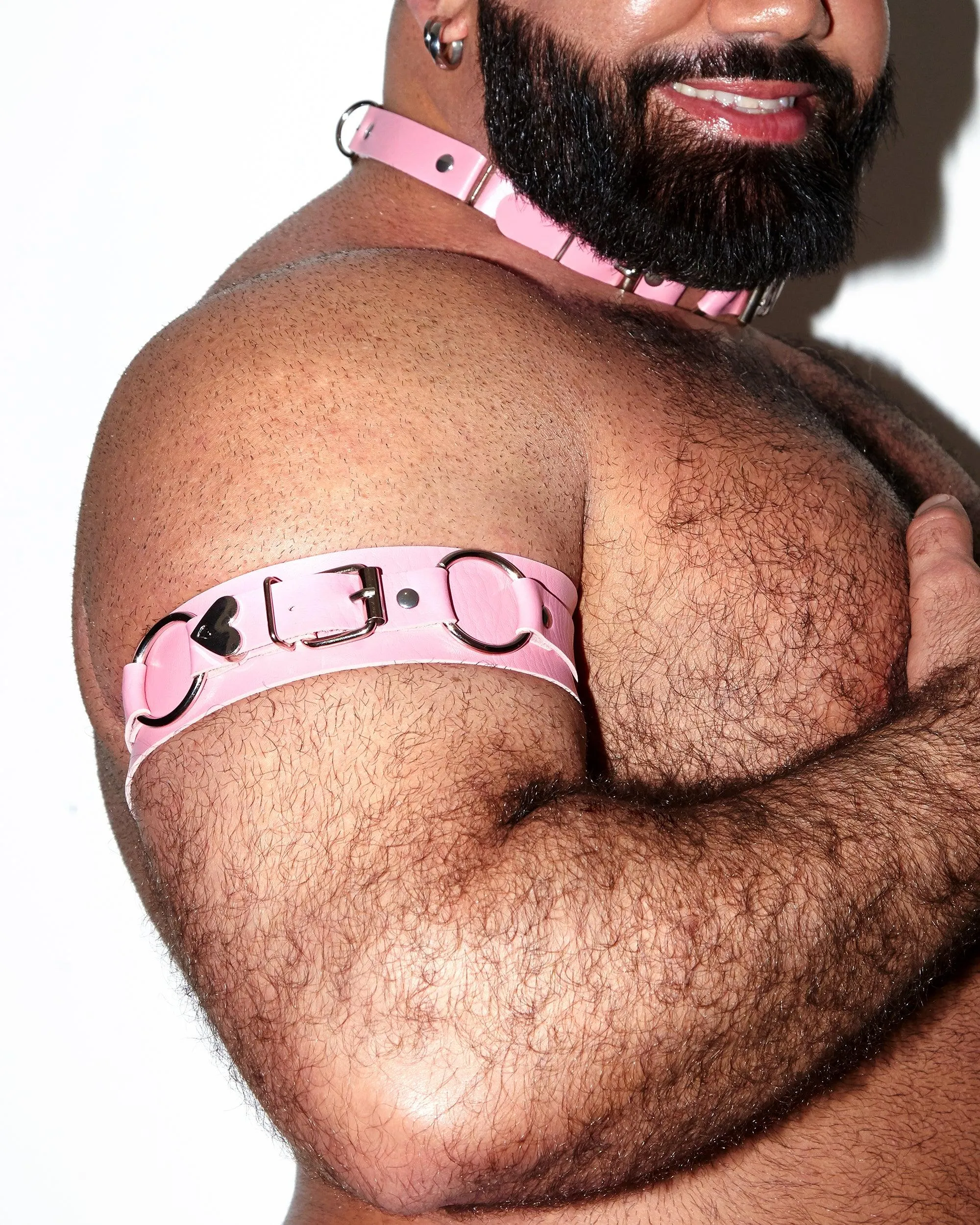 💕 Pink love heart, anime inspired choker/collar, bicep bands and jock set  💕