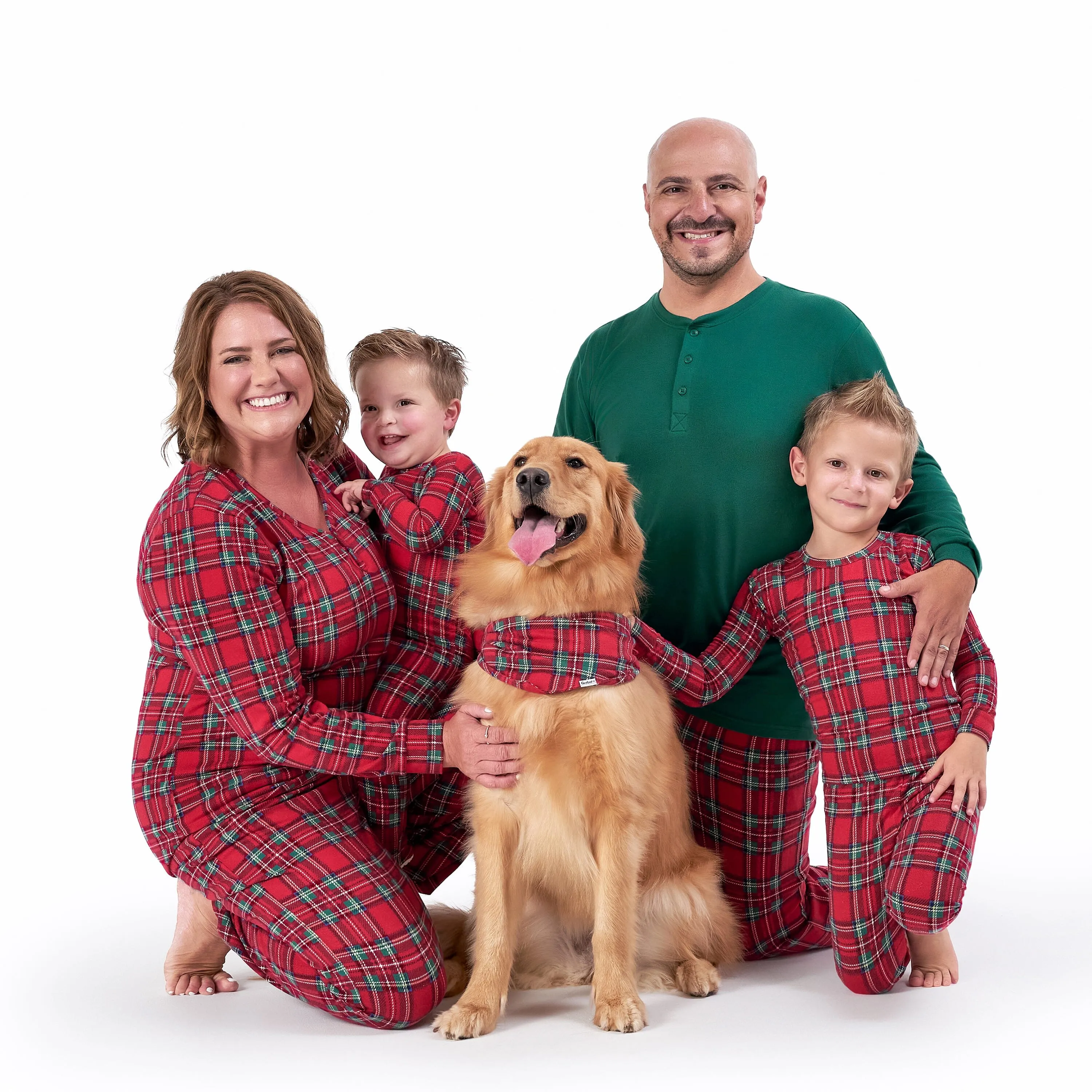 2-Piece Infant and Toddler Neutral Stewart Plaid Hacci Snug Fit Pajama Set