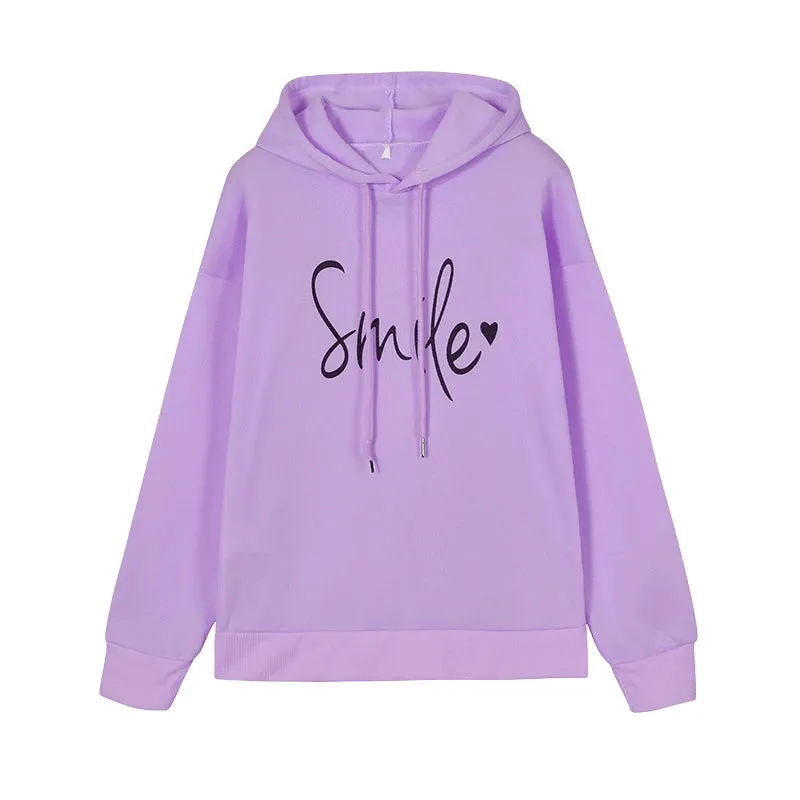 2024 New Fashion Trend Pullover Simple Round Neck Shirt Long-sleeved Lettered Loose Sweater