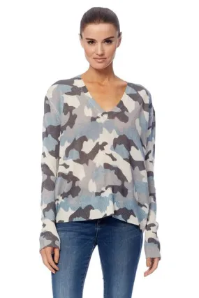 360 Cashmere - Theo Sweater in Chalk/Blue Camo