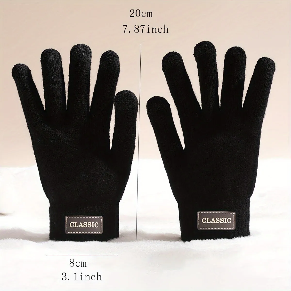 3pairs Simple Monochrome Knit Gloves Set Basic Short Warm Touchscreen Gloves Autumn Winter Unisex Coldproof Elastic Gloves