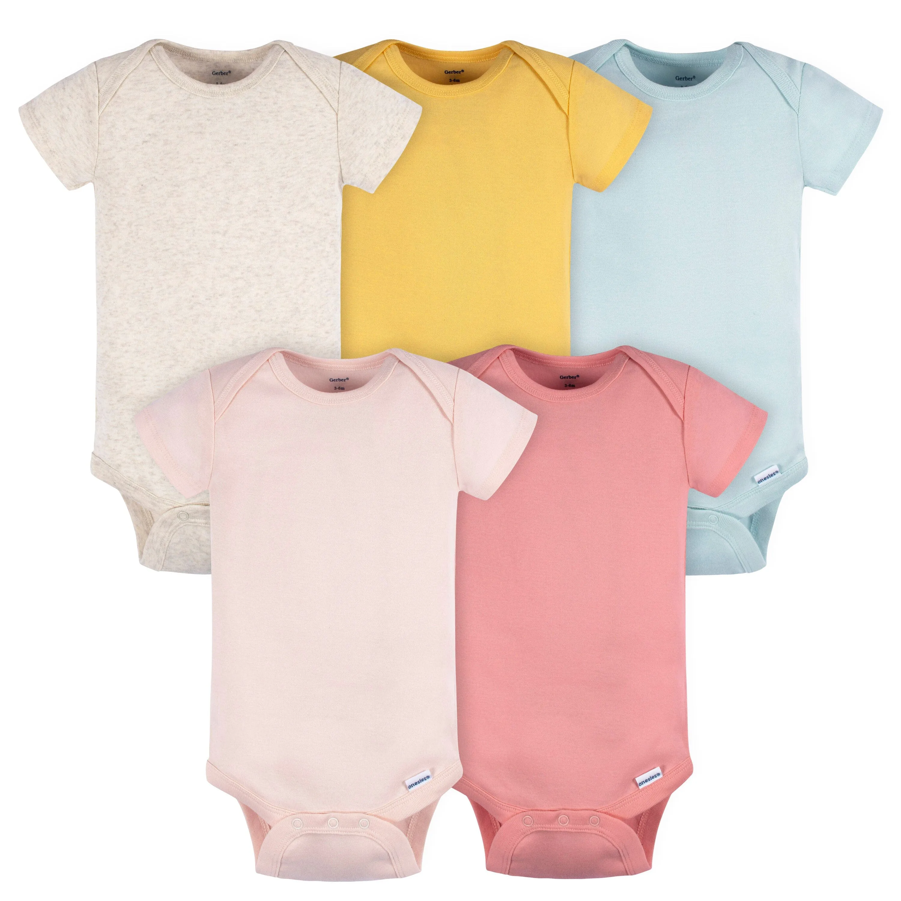 5-Pack Baby Neutral Blue/ Pink Short Sleeve Onesies® Bodysuits