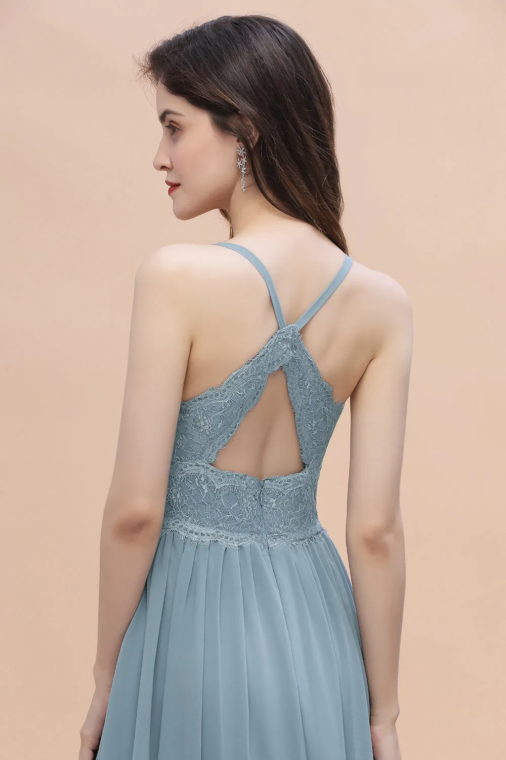 A-Line V-Neck Chiffon Bridesmaid Dress Simple Long Evening Dress