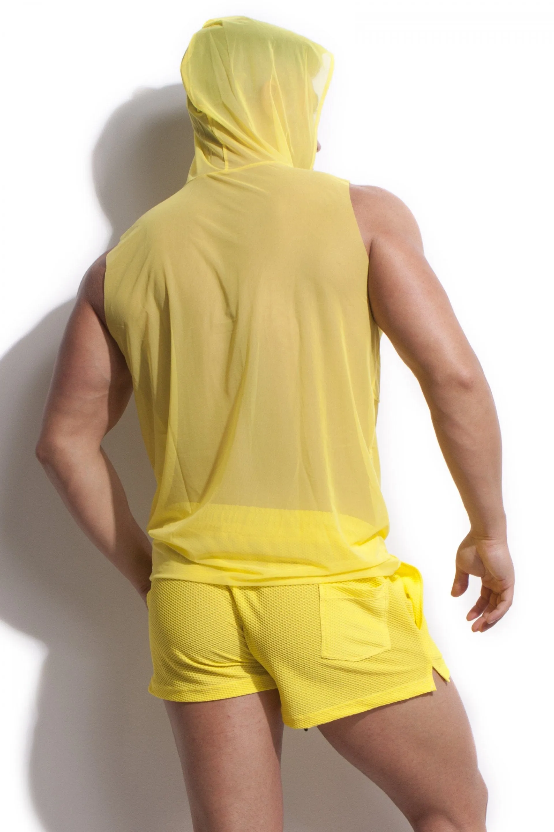 ALEXANDER COBB TRANSPARENT SLEEVELESS HOODY YELLOW