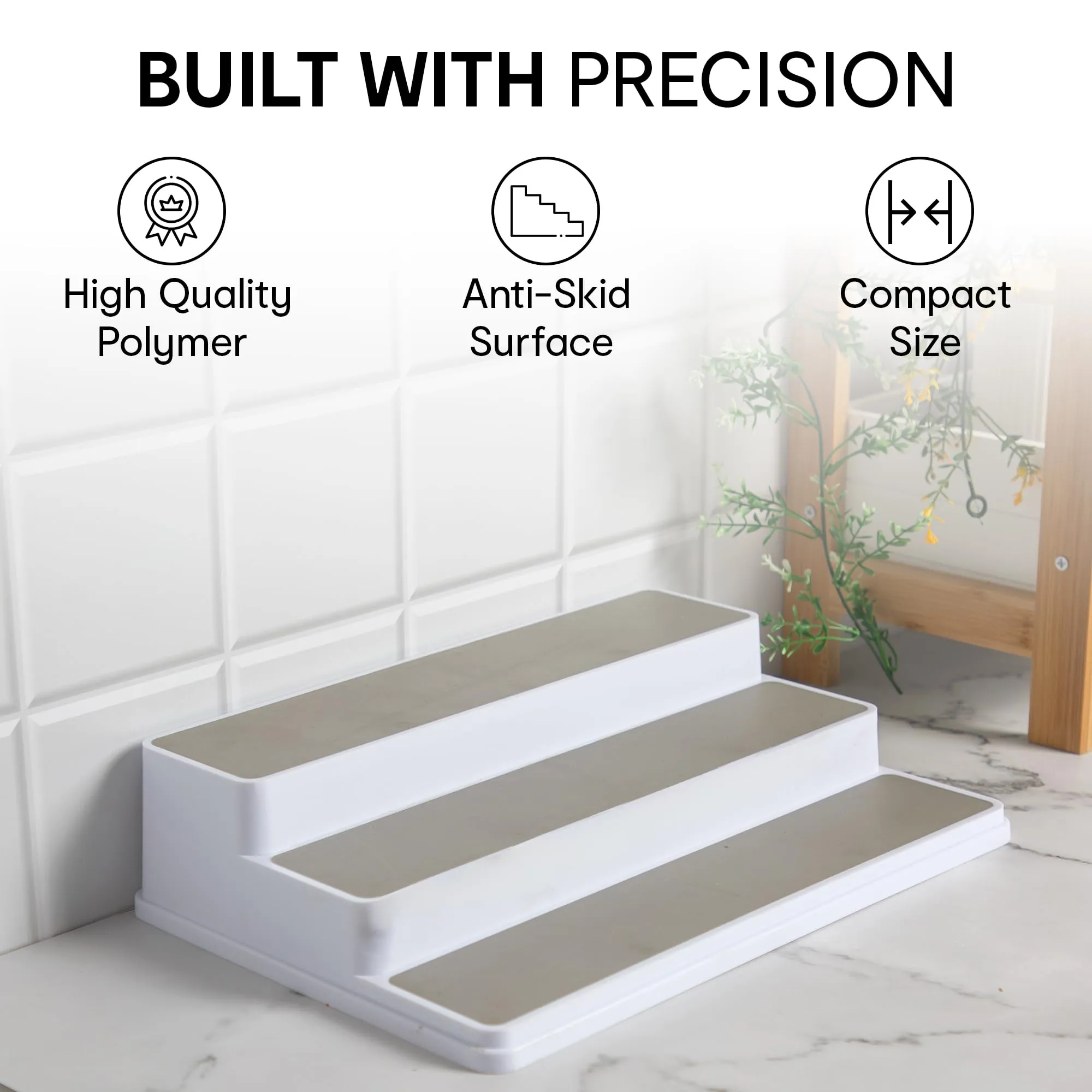 Anko 3 Tier Stair Step Design organiser with non-Slip Base | Spice Holder Rack | Pantry Cabinet Step Shelf Organizer |Counter Top Organiser Stand for Cabinet/Cupboard-