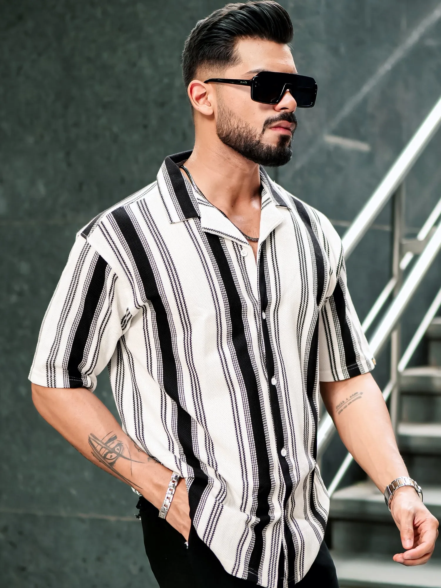 Barcode Stripe Black Shirt