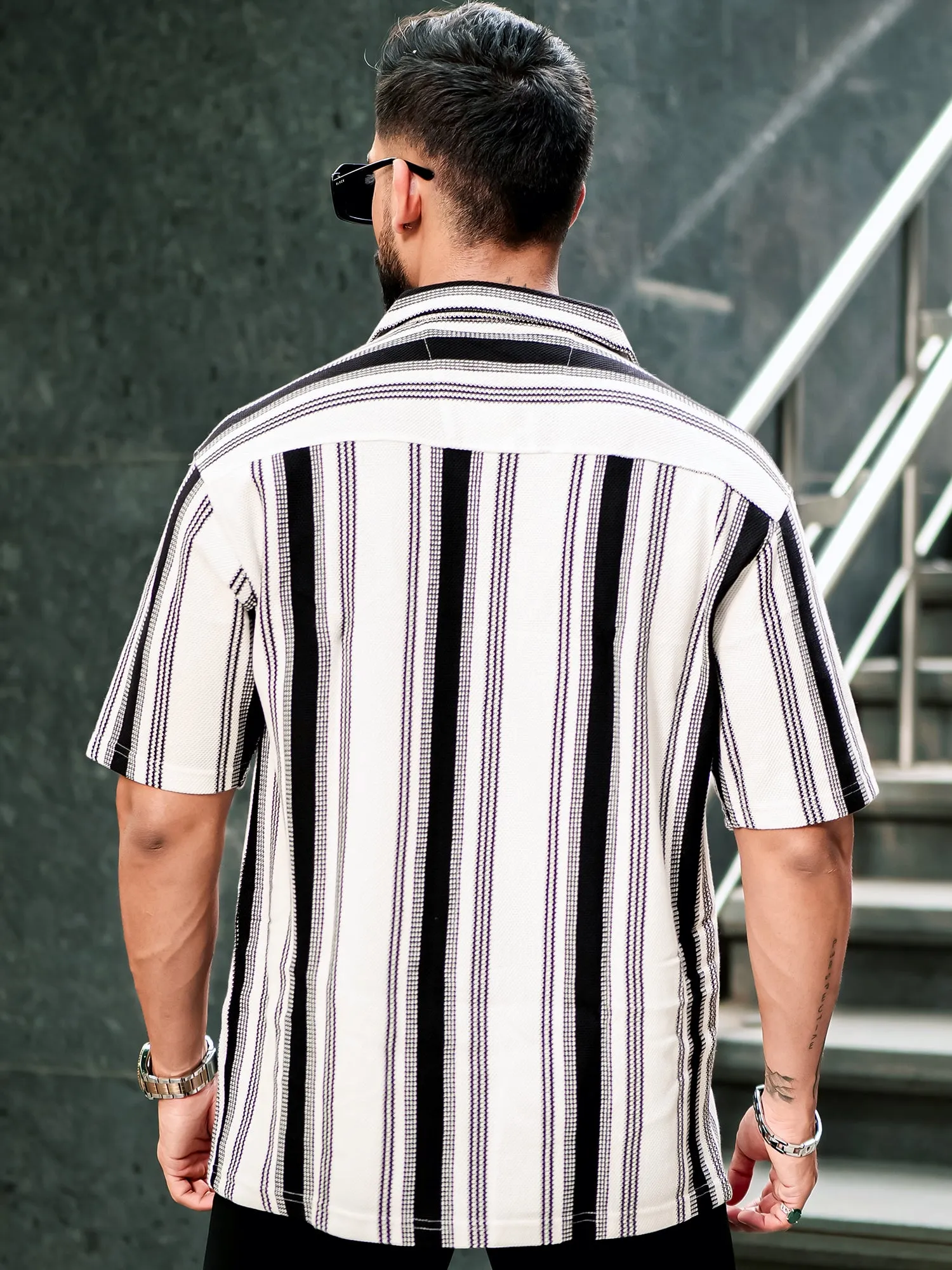 Barcode Stripe Black Shirt