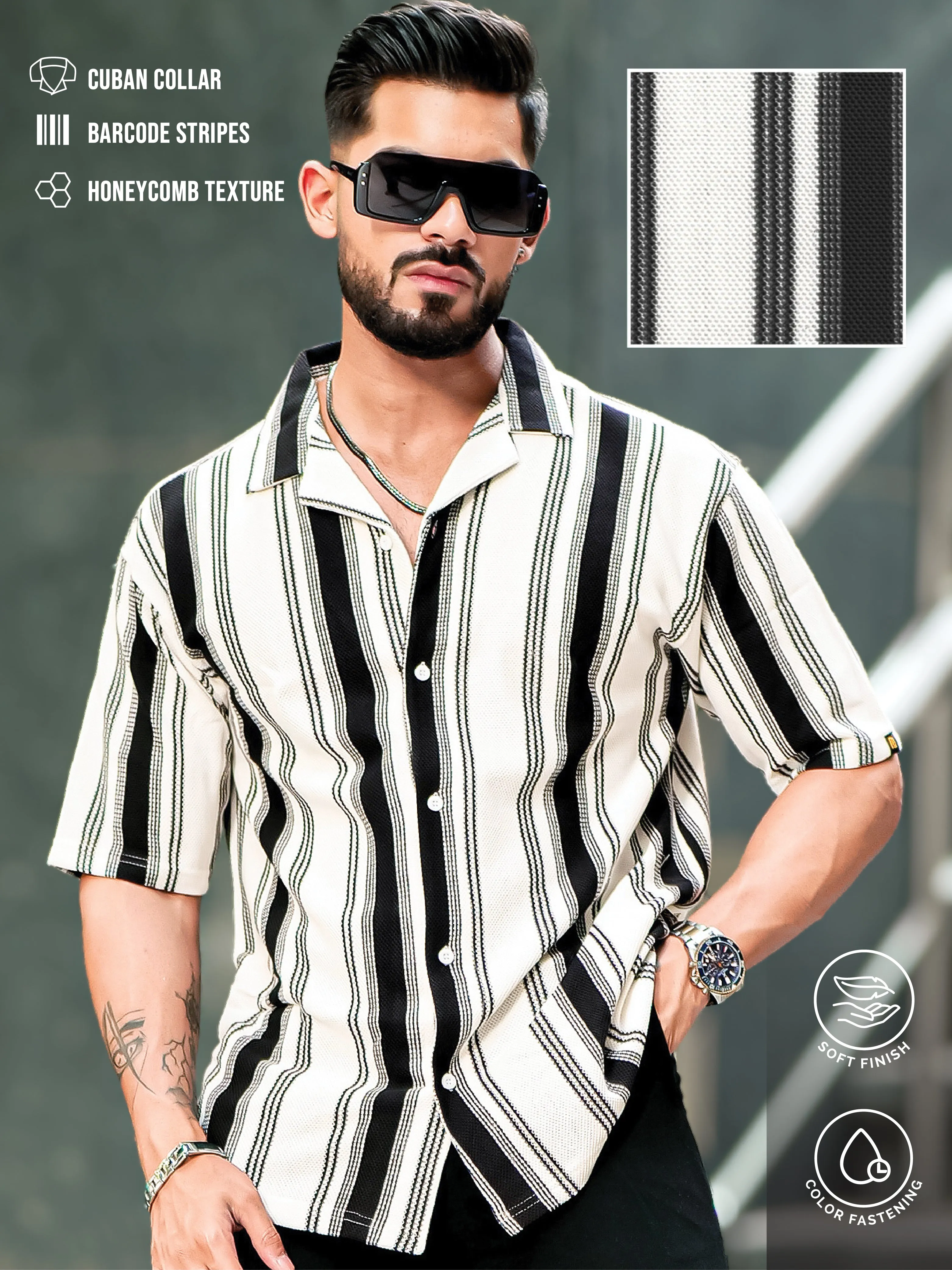 Barcode Stripe Black Shirt