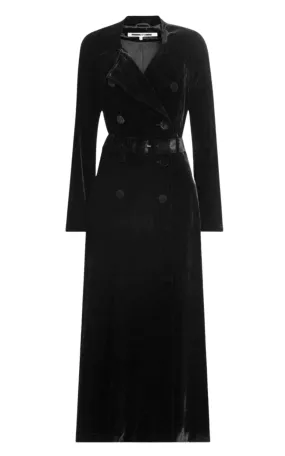 Black Silk Blend Velvet Trench Coat