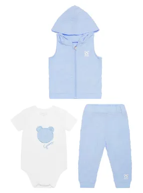 Blue Vest and Pants 3 Piece Set