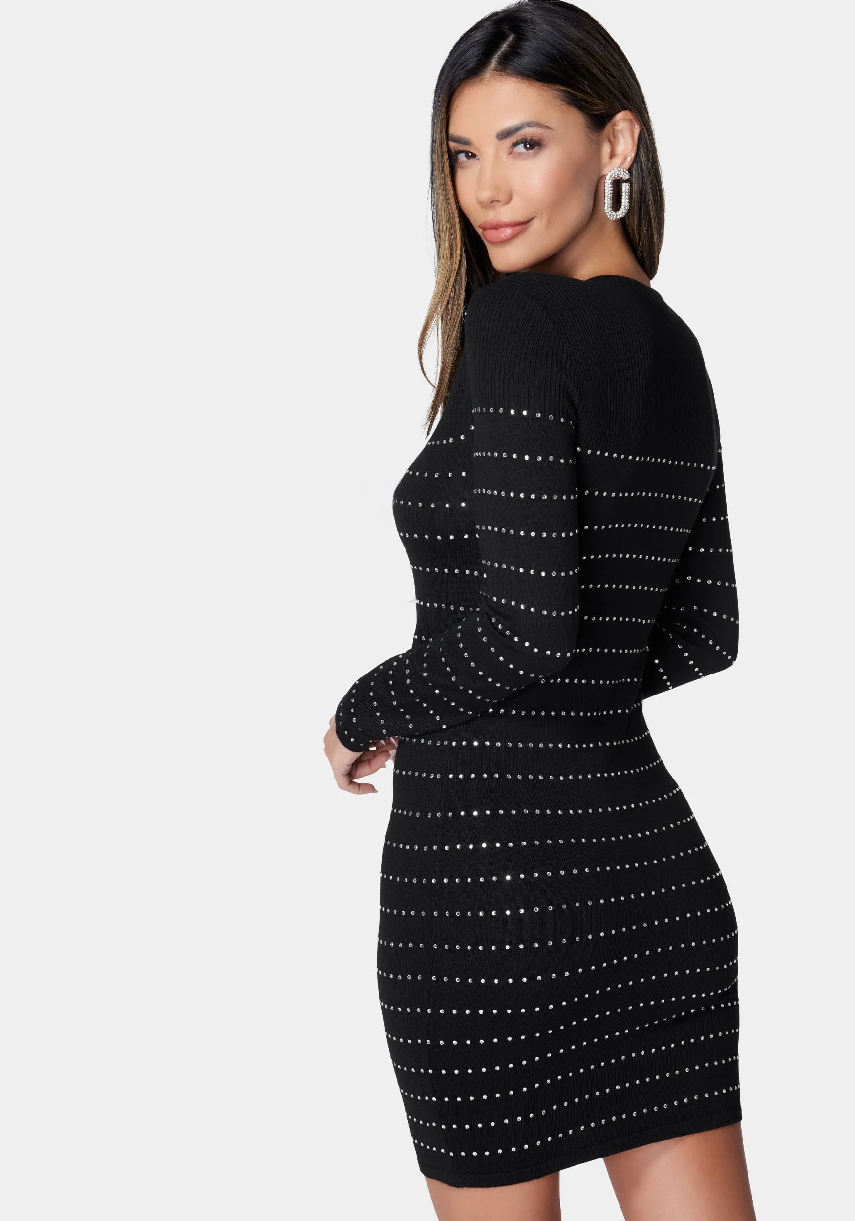 Bold Shoulder Sparkle Sweater Dress