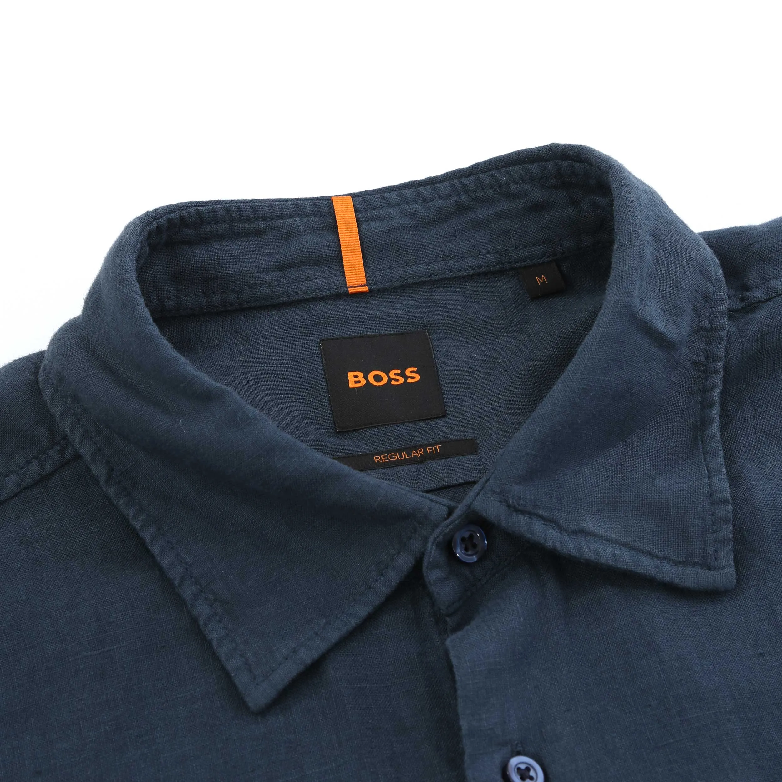 BOSS Rash 2 Short Sleeve Linen Shirt in Navy