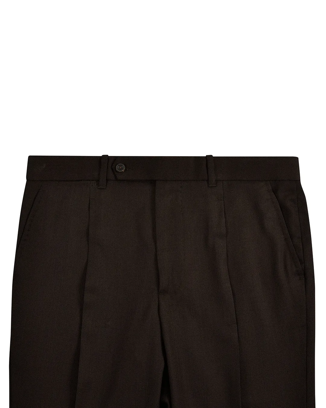 Brown Wool Birdseye Dress Pant