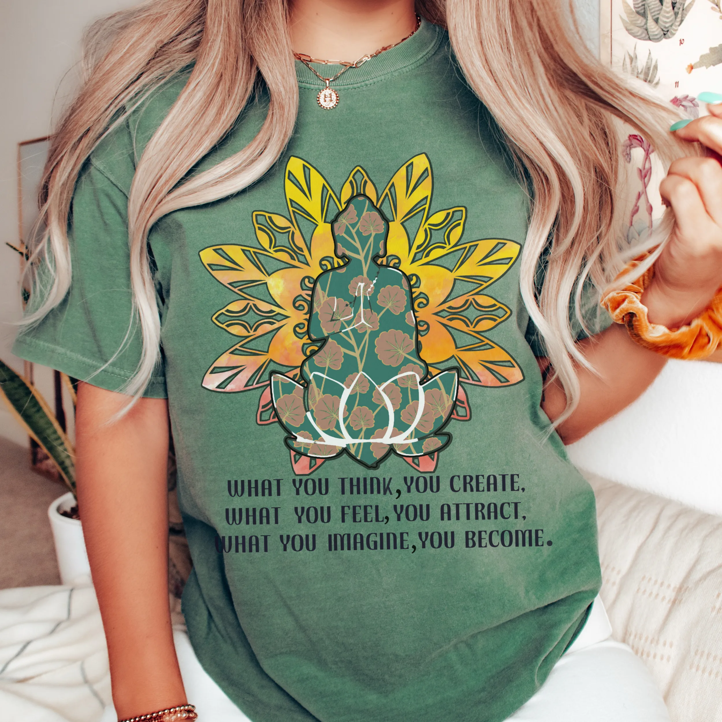 Buddha Lotus Tee, Trendy Comfort Colors® T-shirt, Spring Yoga Meditation T-Shirt in Six Colors, Trendy Summer Tee