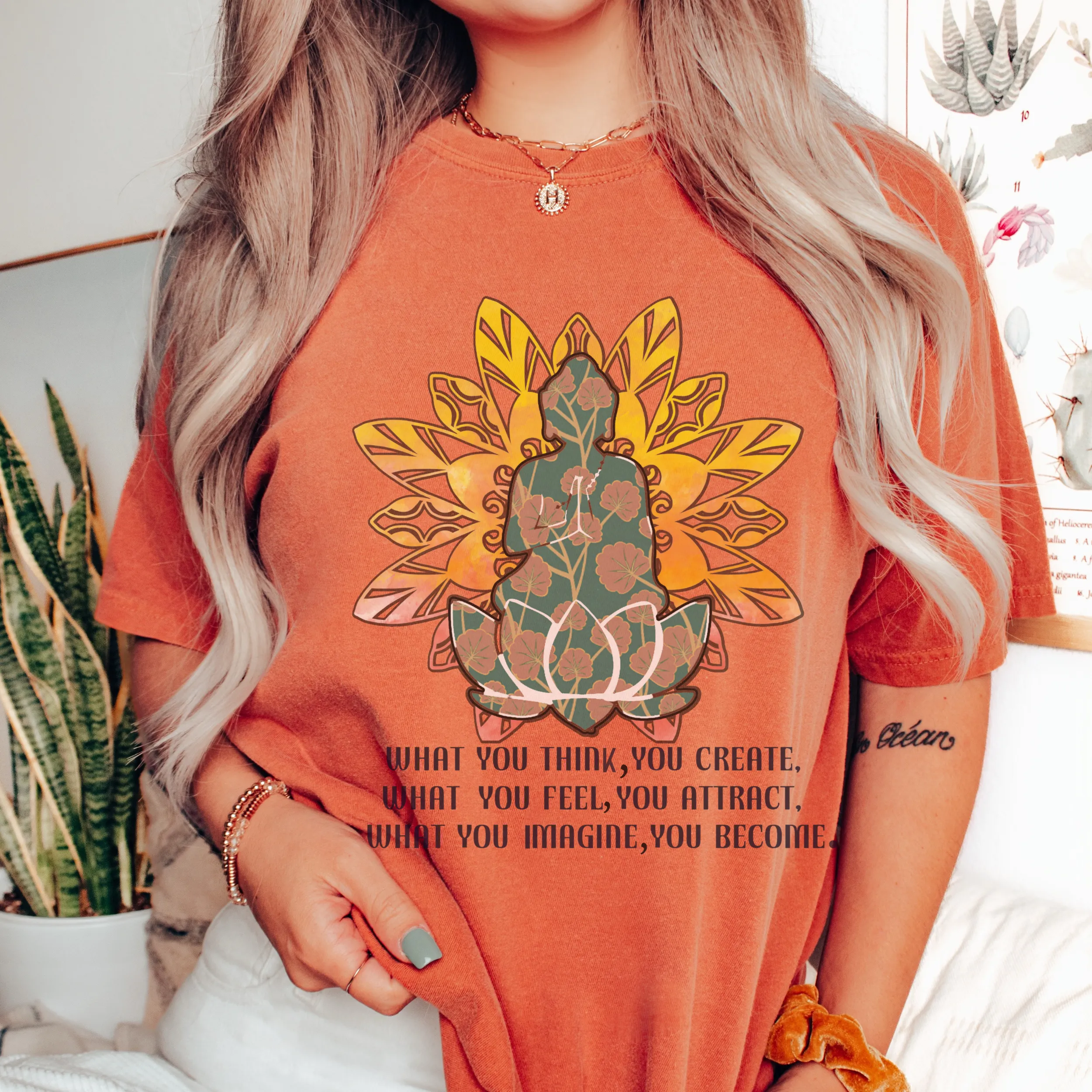 Buddha Lotus Tee, Trendy Comfort Colors® T-shirt, Spring Yoga Meditation T-Shirt in Six Colors, Trendy Summer Tee