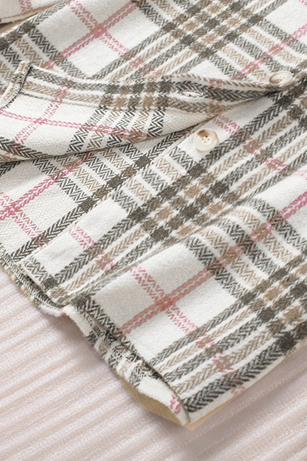 Buttoned Turn Down Collar Plaid Shacket