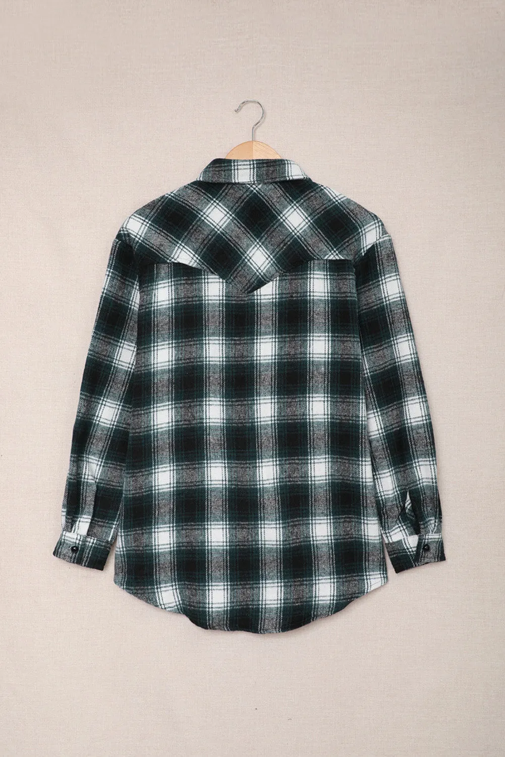 Buttons Pocketed Plaid Shacket