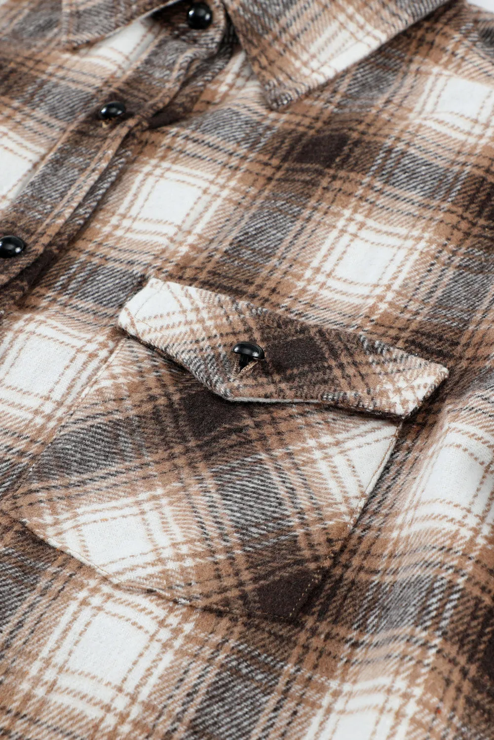 Buttons Pocketed Plaid Shacket