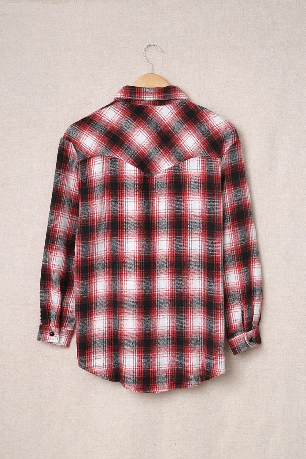 Buttons Pocketed Plaid Shacket