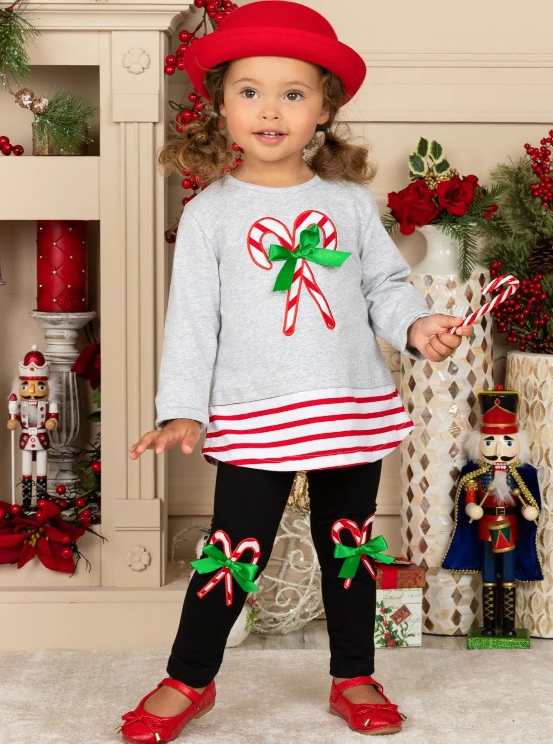 Candy Cane Chic Patched Legging Set