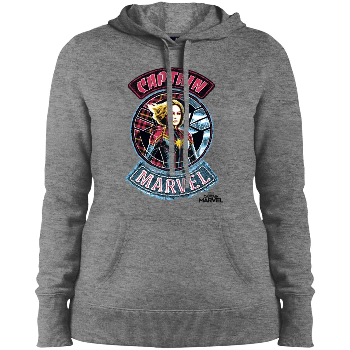 Captain Marvel Stitched Patched Portrait Women Hooded Sweatshirt