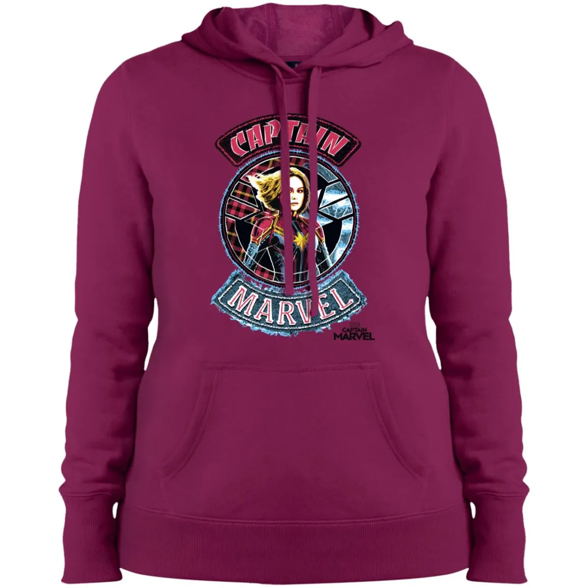 Captain Marvel Stitched Patched Portrait Women Hooded Sweatshirt