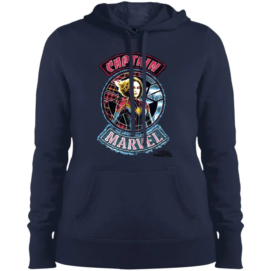 Captain Marvel Stitched Patched Portrait Women Hooded Sweatshirt