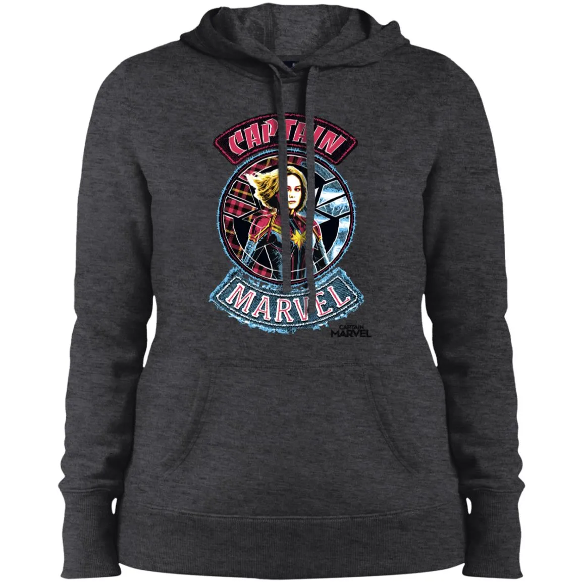 Captain Marvel Stitched Patched Portrait Women Hooded Sweatshirt