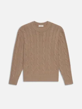 Cashmere Cable Crewneck -- Light Brown