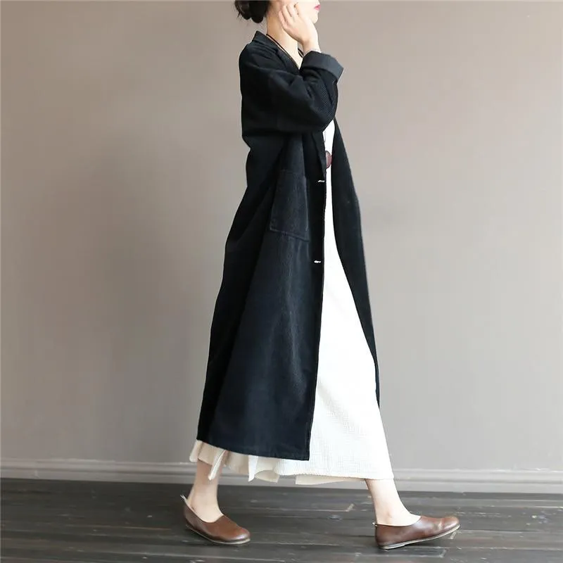 Casual Chic Corduroy Trench Coat