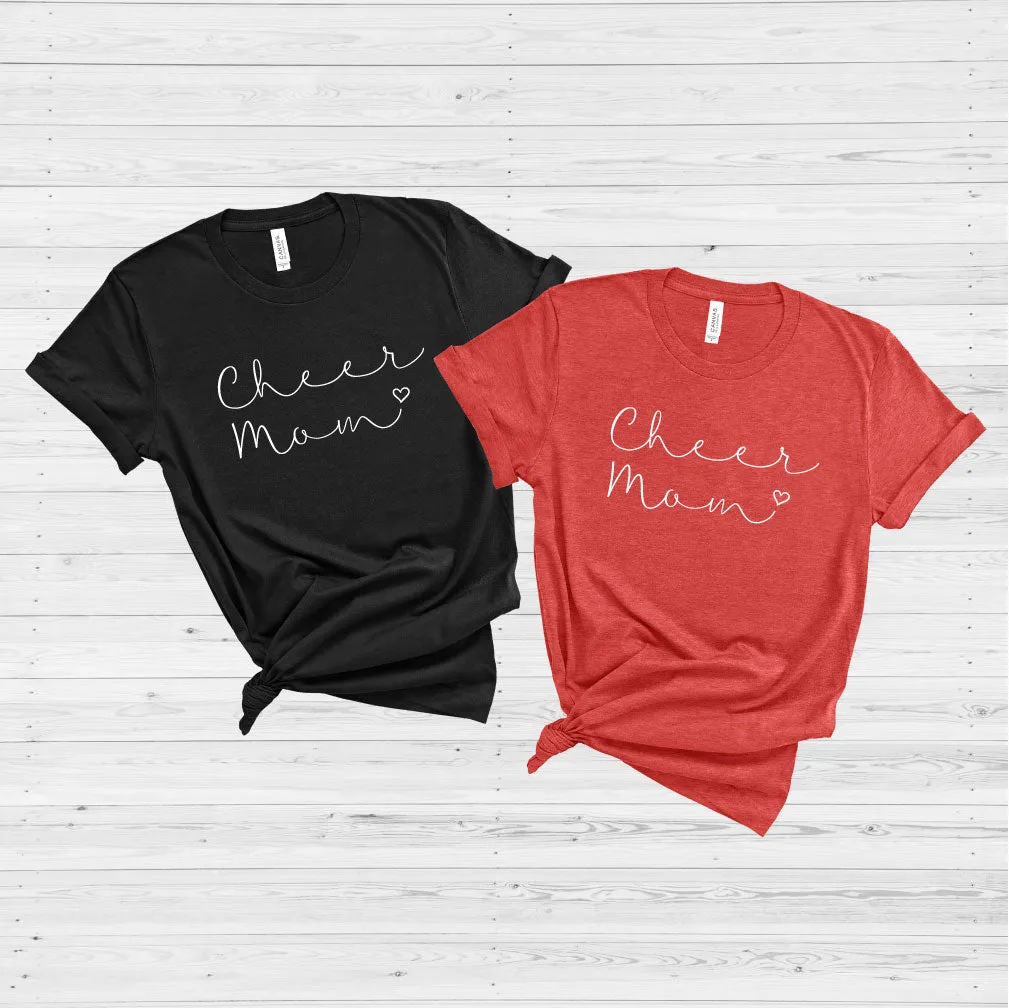 Cheer Mom Simple Script with Heart T-Shirt