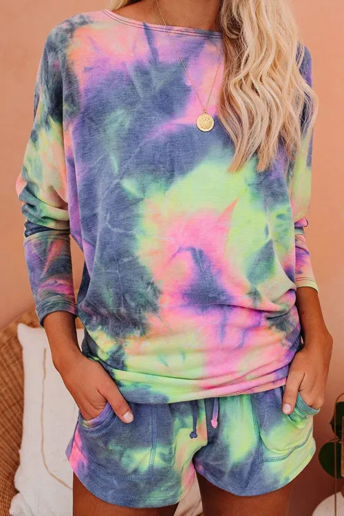 Color Your Life Long Sleeve Tie-Dye Pajamas Set