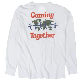 Coming Together Lets Talk L/S white front and back printed graphic tee