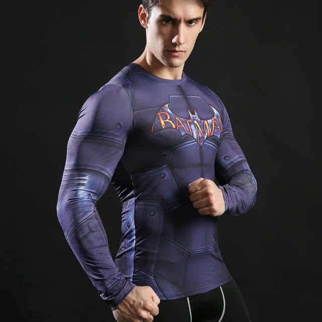 Compression T shirts Long Sleeve Fitness Top Superman Printed Tshirts Superhero Tees Crossfit Bodybuilding Tees 2017 ZOOTOP BEAR