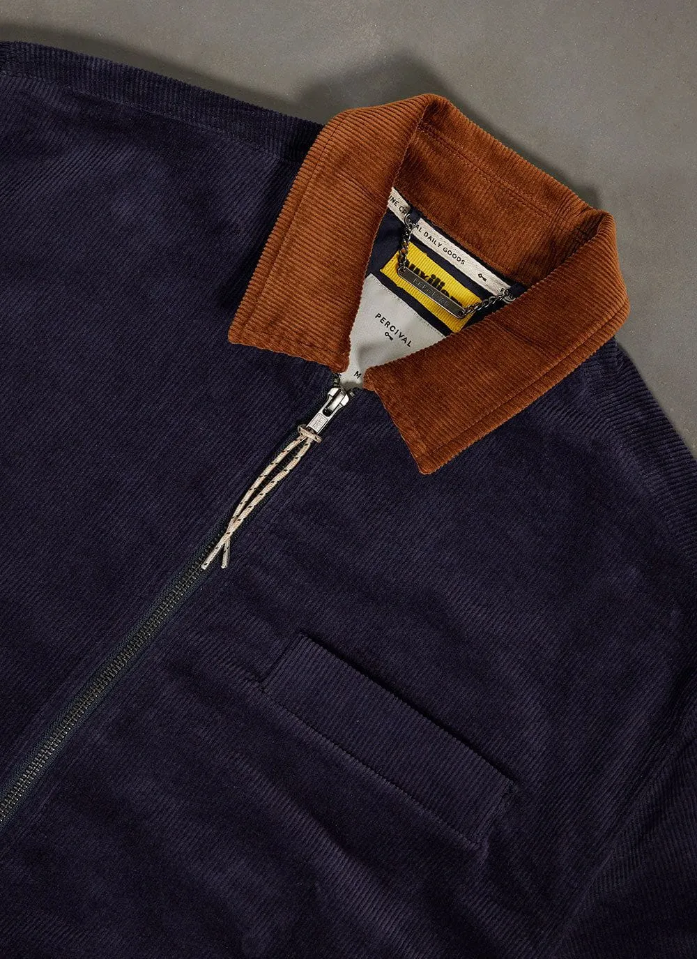 Contrast Collar Auxiliary Overshirt | Corduroy | Navy