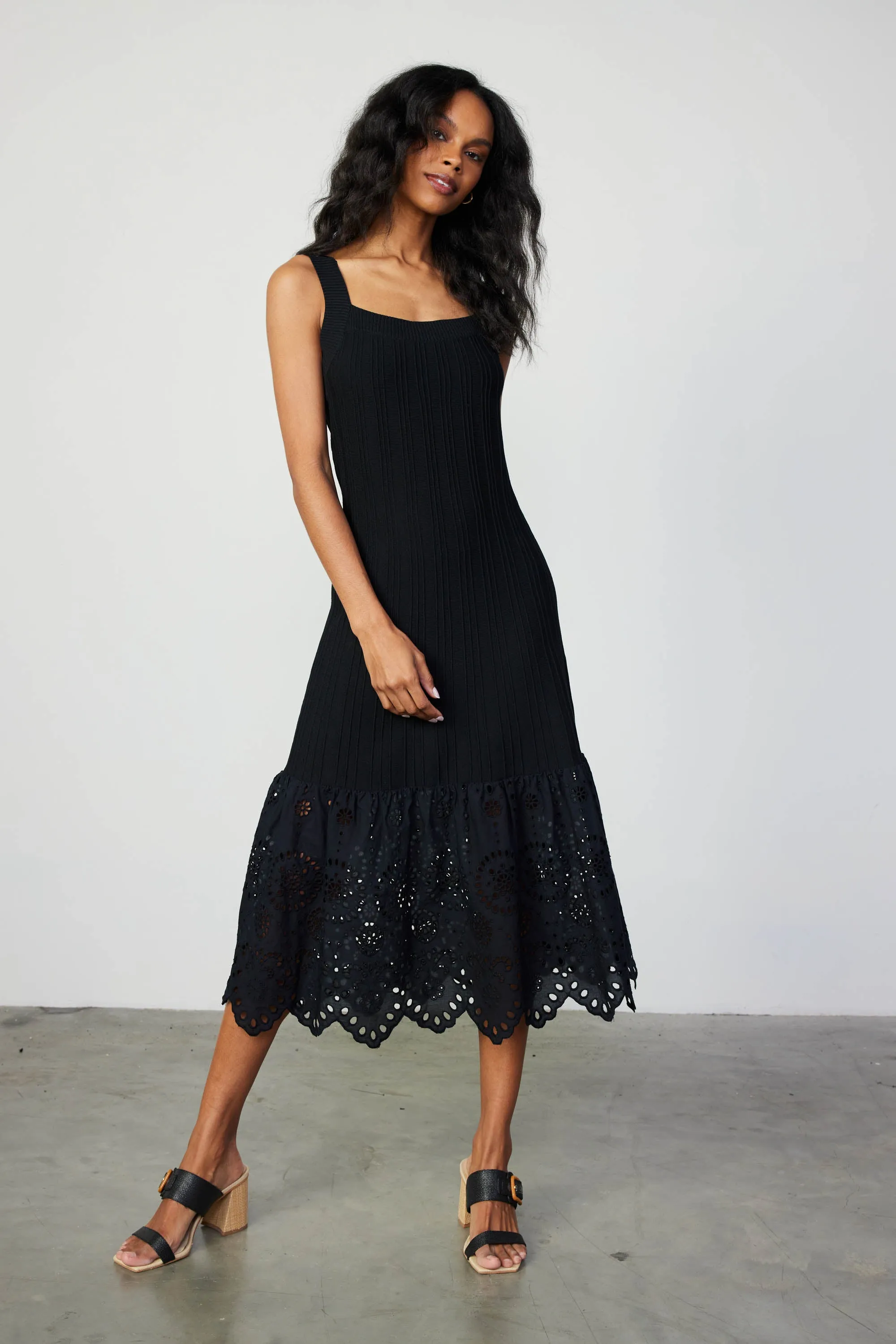 Contrast Lace Knit Dress