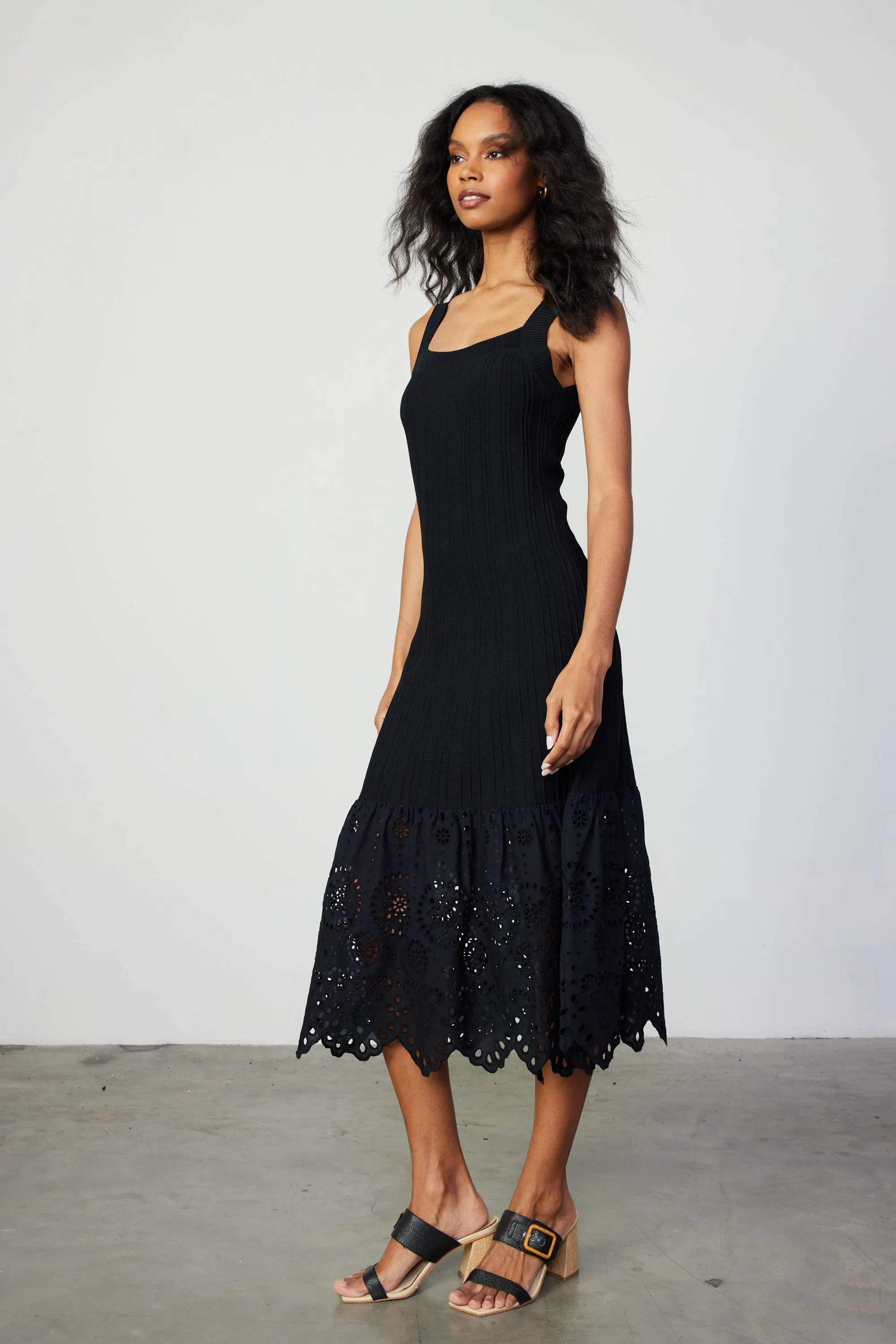 Contrast Lace Knit Dress