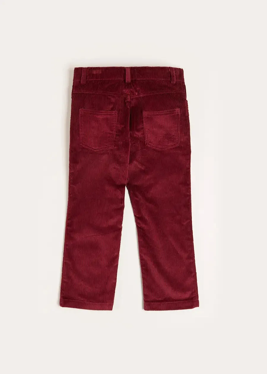 Corduroy Five Pocket Trousers in Burgundy (4-10yrs)