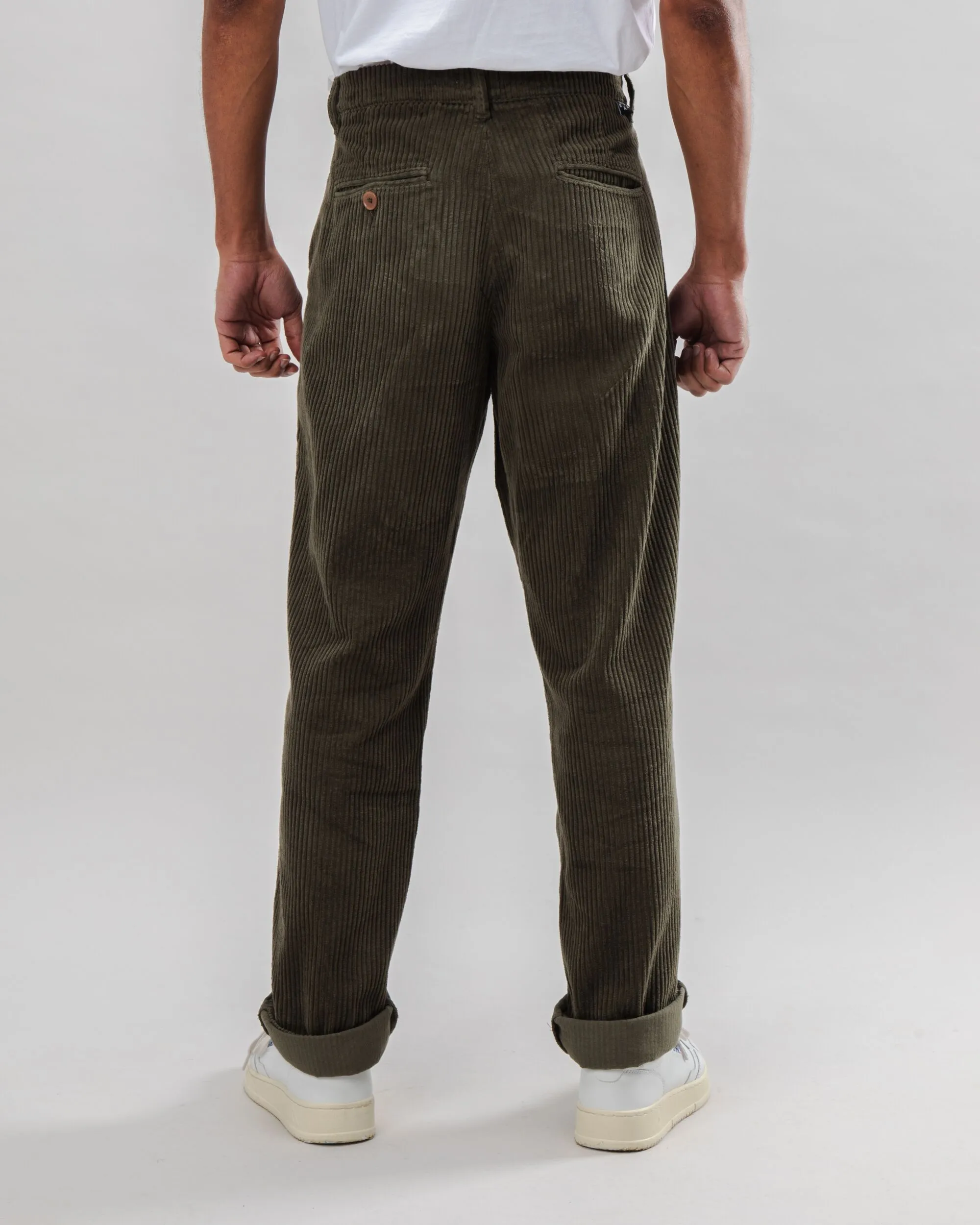 Corduroy Pleated Chino Pants Stone Green