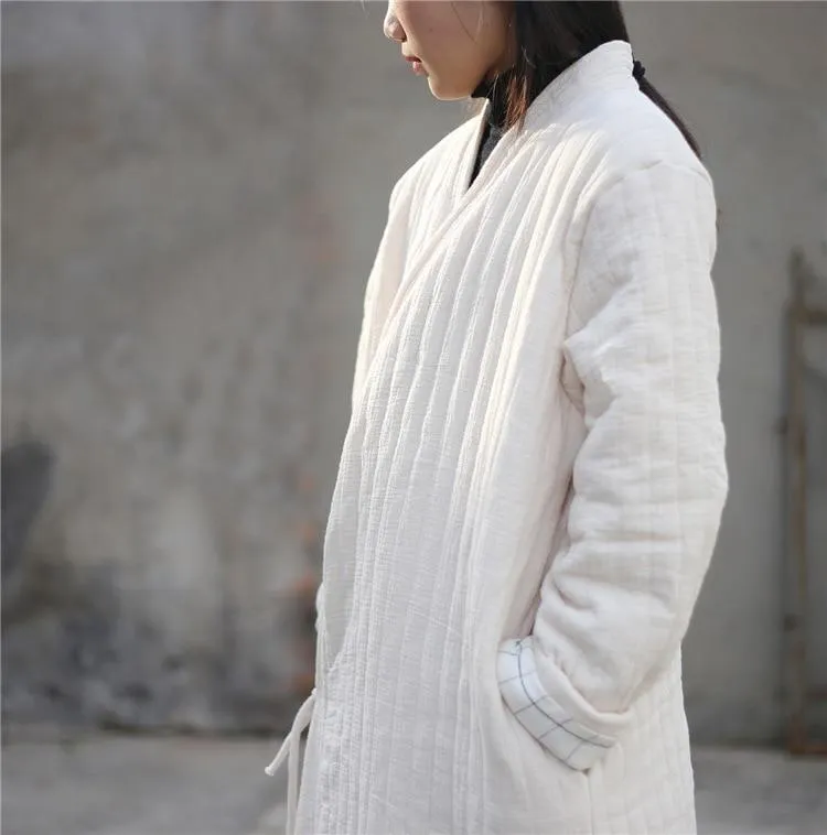 Cotton Linen Ankle Length Trench Coat