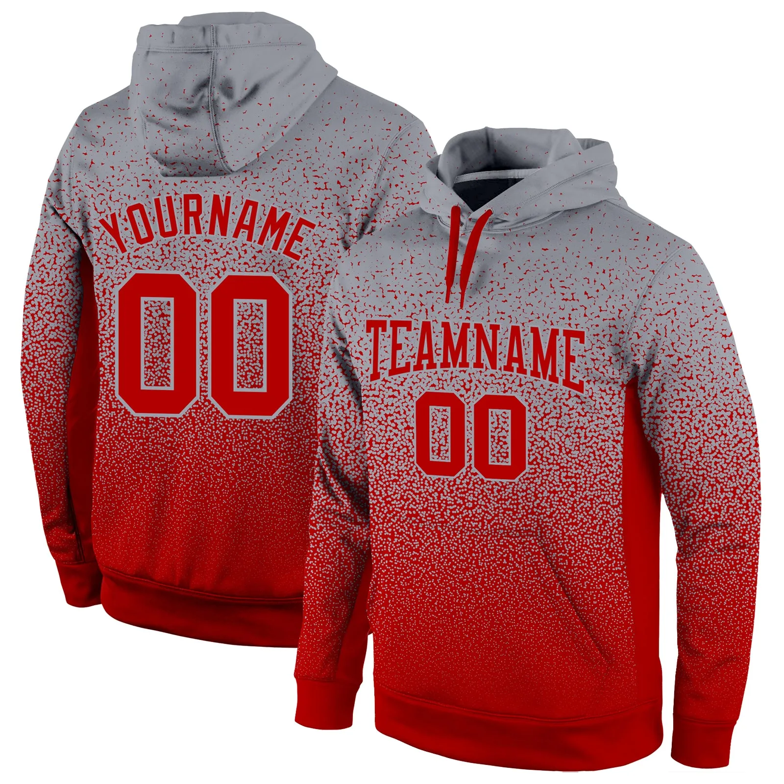 Custom Stitched Gray Red Fade Fashion Sports Pullover Sweatshirt Hoodie