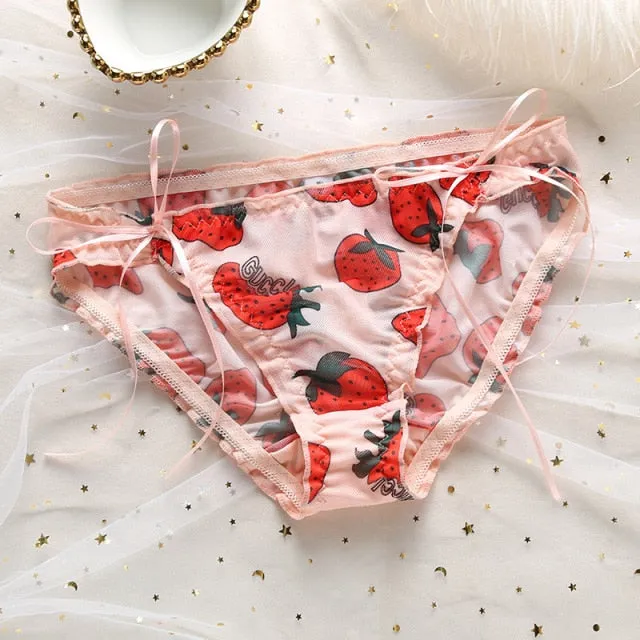 Cute Strawberry Avocado Lace Undies