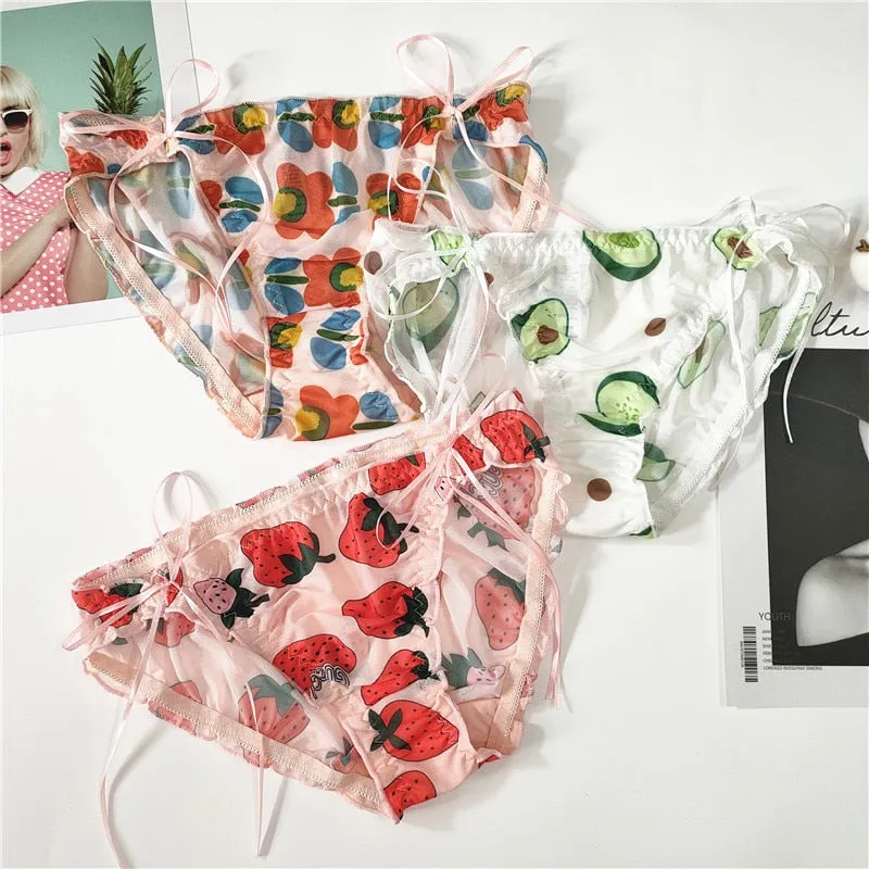 Cute Strawberry Avocado Lace Undies