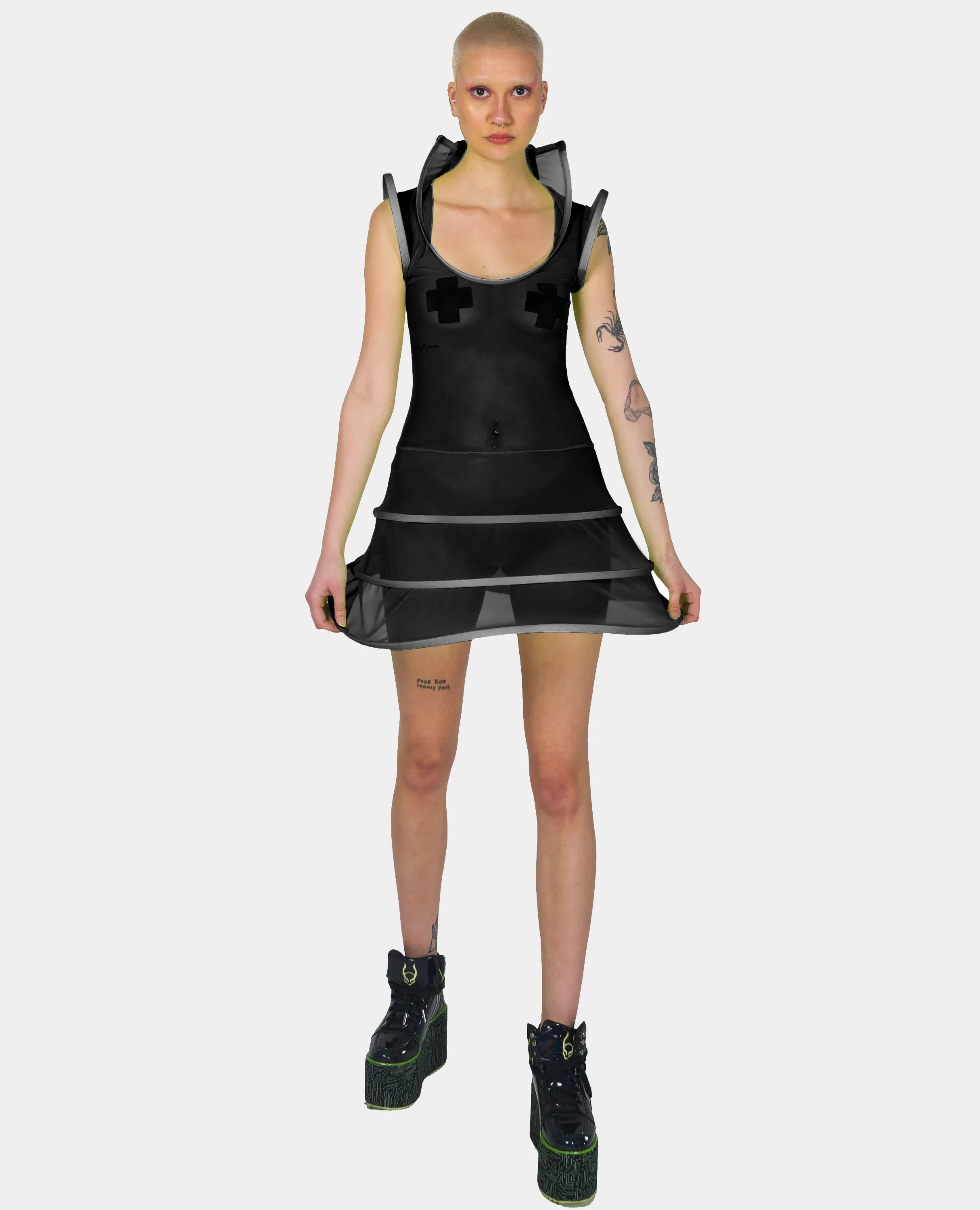 CYBERLAB ENTRAPMENTED MESH DRESS