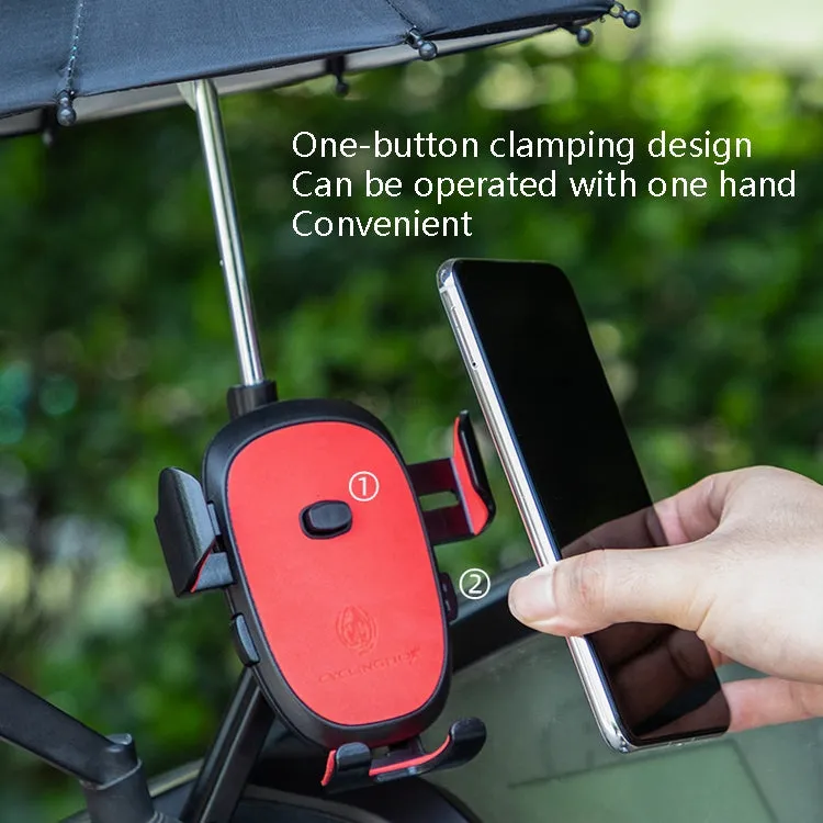 CYCLINGBOX BG-2935 Bicycle Mobile Phone Bracket With Umbrella Waterproof Navigation Electric Car Mobile Phone Frame, Style: Handlebar Installation (Red)