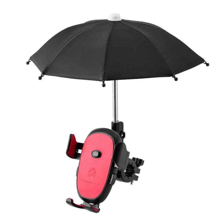 CYCLINGBOX BG-2935 Bicycle Mobile Phone Bracket With Umbrella Waterproof Navigation Electric Car Mobile Phone Frame, Style: Handlebar Installation (Red)