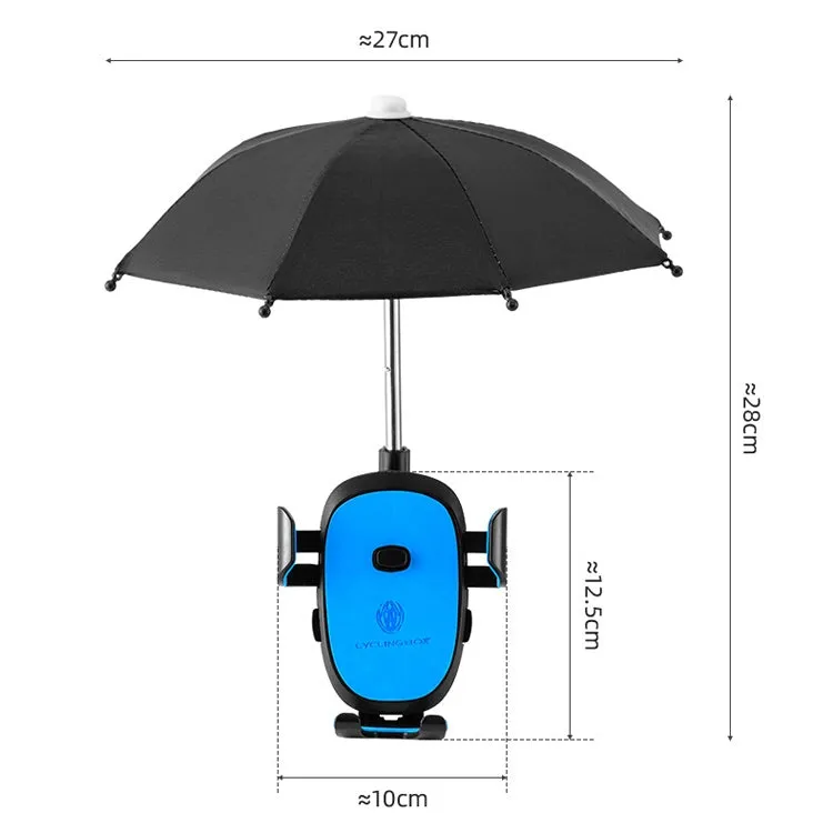 CYCLINGBOX BG-2935 Bicycle Mobile Phone Bracket With Umbrella Waterproof Navigation Electric Car Mobile Phone Frame, Style: Handlebar Installation (Red)