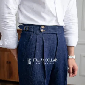 Dark Blue Italian Signature Denim Gurkha Pants